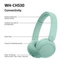 Sony WH-CH530 Wireless On-Ear Bluetooth Headphones Mint Green