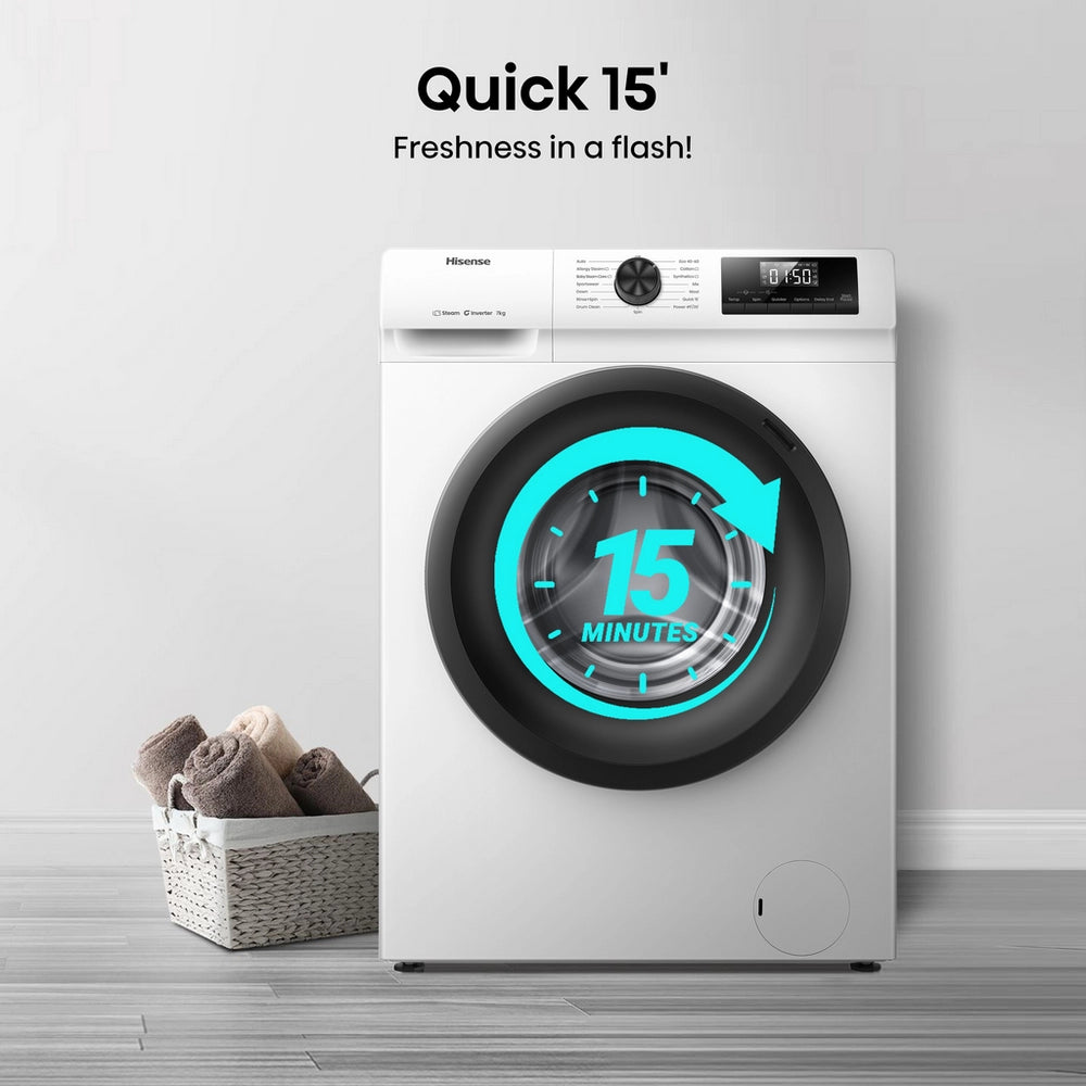 Hisense WF1Q7021BW 7kg 1200 Spin Freestanding Steam Washing Machine White