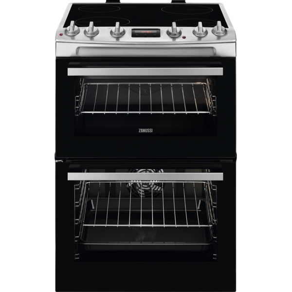 Zanussi ZCV66250XA Ceramic Electric Cooker With Double Oven Stainless Steel