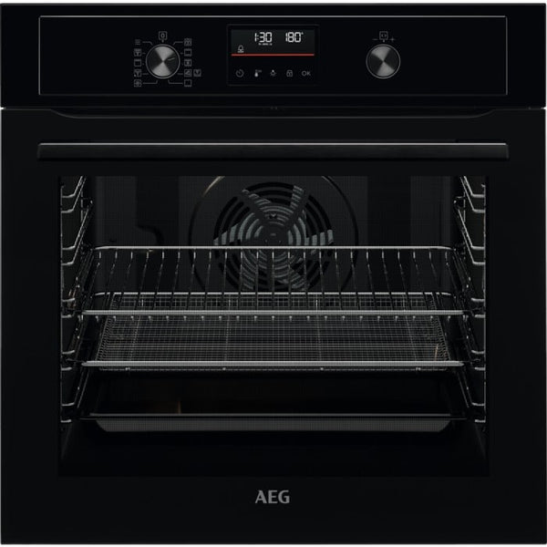 AEG 3000 Series BEX535A61B Air Fry Electric Single Built in Oven with Retractable Dials in Black