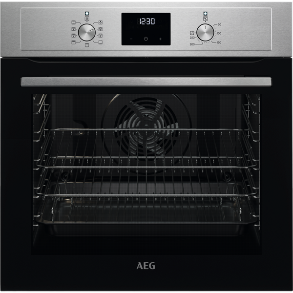 AEG 3000 Sreies BEX33501EM Surround Cook Electric Single Built in Oven with Retractable Dials in Stainless Steel