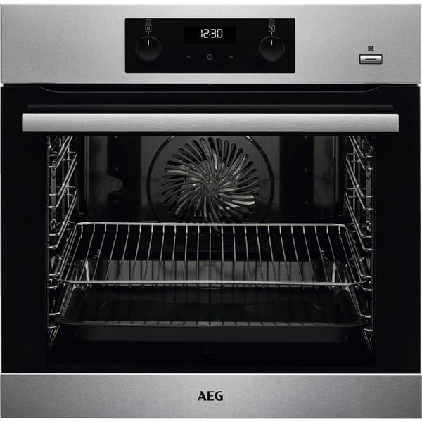 AEG 6000 Series BES355010M Steam Bake Electric Single Built in Oven with Retractable Dials in Stainless Steel