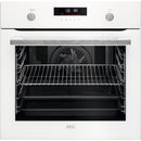 AEG 6000 Series BPS555060W Steam Bake Electric Single Built In Oven with Retractable Dials in White