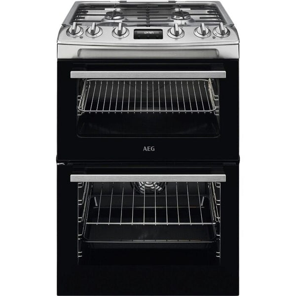 AEG CKX6540ACM 60cm 5000 Series Surround Cook Dual Fuel Freestanding Cooker With Double Oven in Stainless Steel Silver