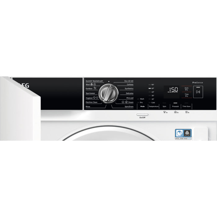 AEG Series 7000 L7WE74634BI ProSteam 7kg+4kg 1600 Spin Built In Washer Dryer