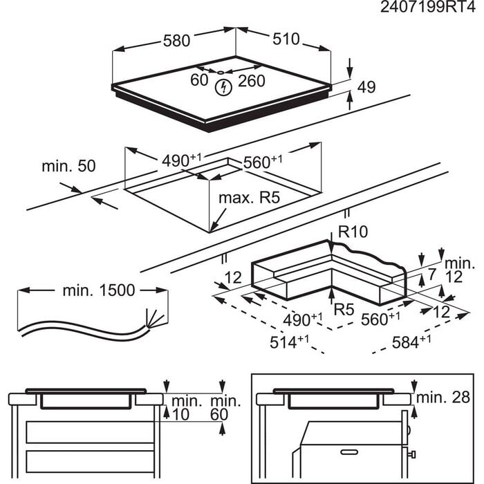 AEG SO64IA0SIB 60cm 4 Zones Induction Hob