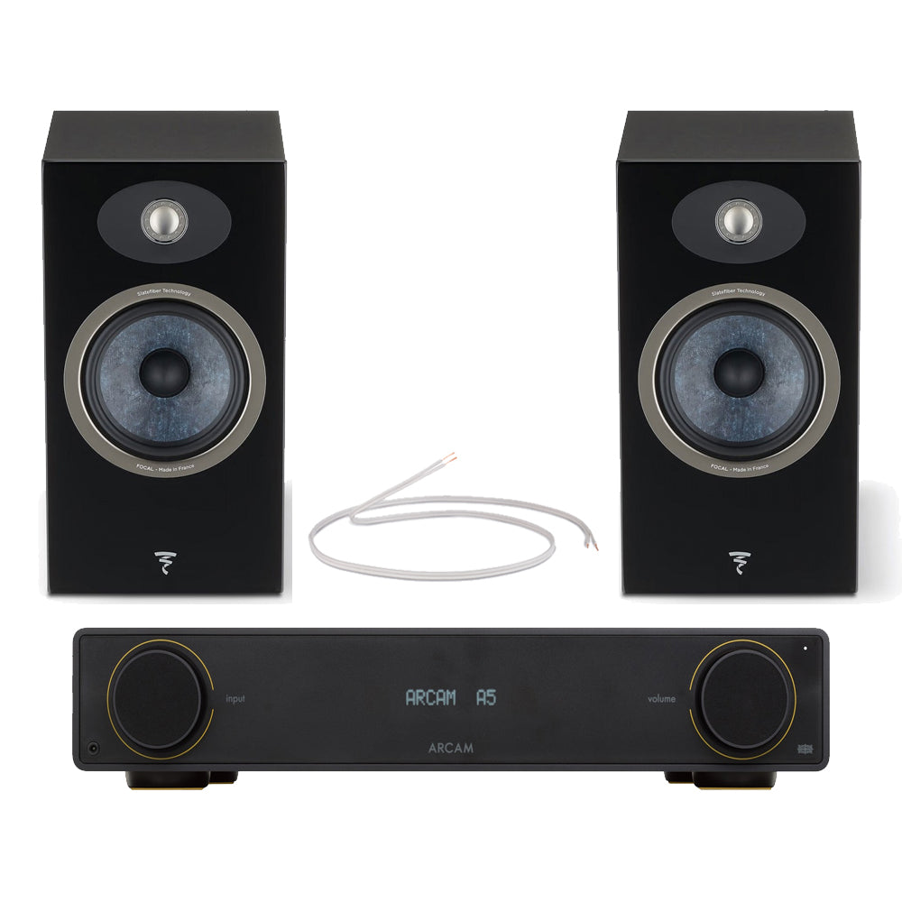 Arcam Radia A5 Integrated Amplifier with Bluetooth and Focal Theva N1 Bookshelf Speakers Pair Black HiFi Package