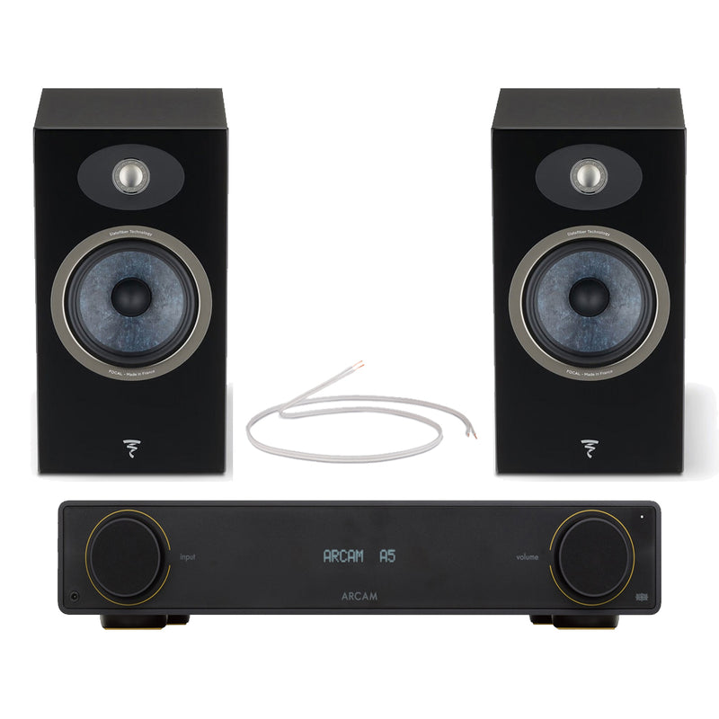 Arcam Radia A5 Integrated Amplifier with Bluetooth and Focal Theva N1 Bookshelf Speakers Pair Black HiFi Package