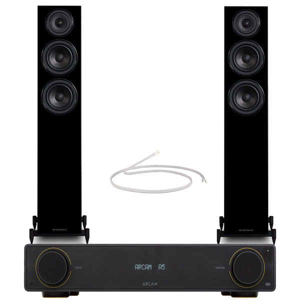 Arcam Radia A5 Integrated Amplifier with Bluetooth and Wharfedale Diamond 12.3 Floorstanding Speakers Pair Black HiFi Package