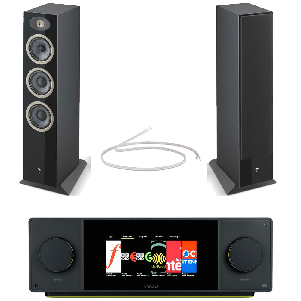 Arcam Radia SA45 Streaming Integrated Amplifier with Focal Theva N2 Floorstanding Speakers Pair Black HiFi Package