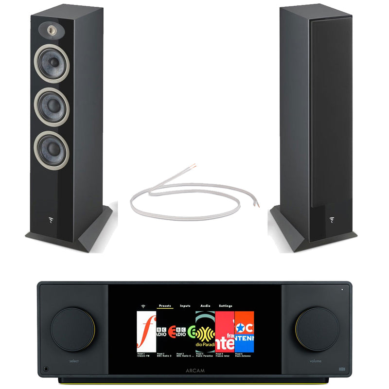 Arcam Radia SA45 Streaming Integrated Amplifier with Focal Theva N2 Floorstanding Speakers Pair Black HiFi Package