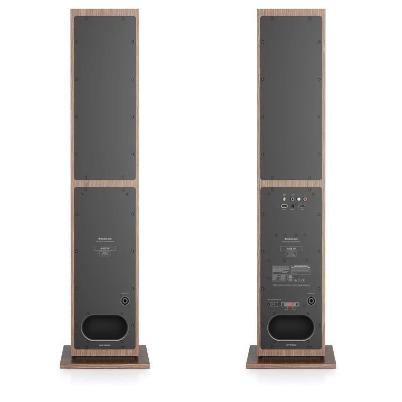 Audio Pro A48 W Wireless Multiroom Bluetooth Floorstanding Speakers Pair Walnut Walnut