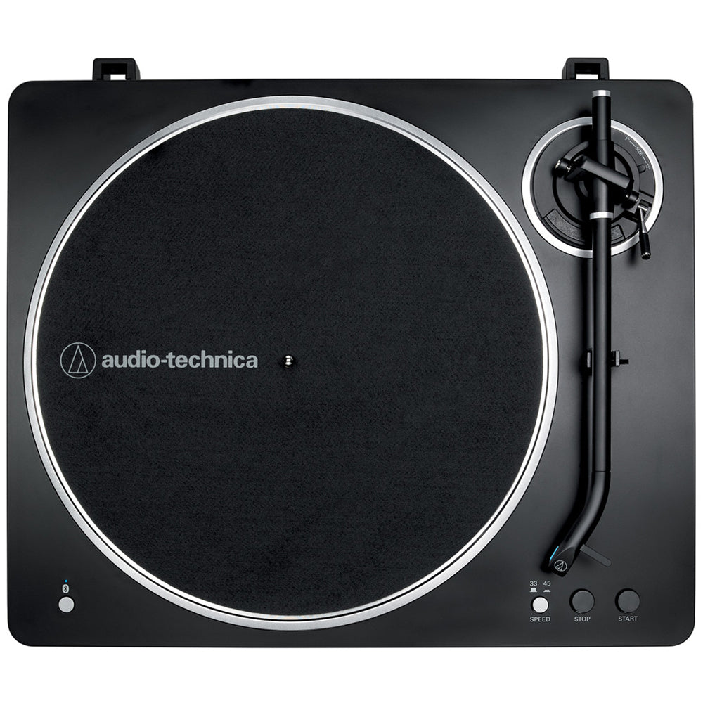 Audio Technica AT-LP70XBT Fully Automatic Bluetooth Wireless Turntable with Kanto ORA4 140W Powered Reference Speakers HiFi Package Black
