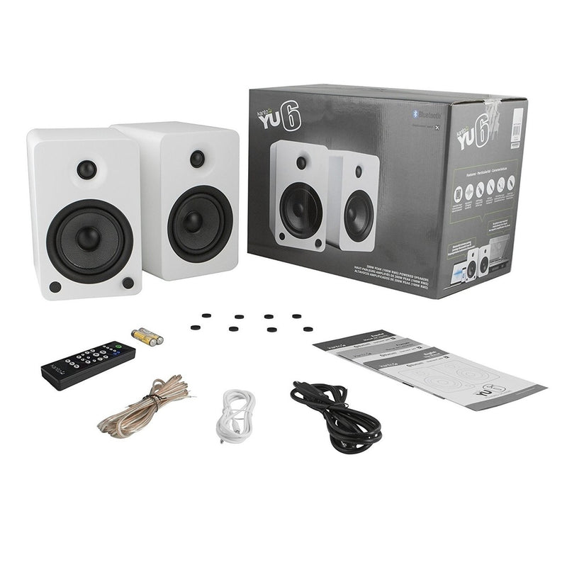 Audio Technica AT-LP70XBT Fully Automatic Bluetooth Wireless Turntable with Kanto YU6 200W Powered Bookshelf Speakers HiFi Package White
