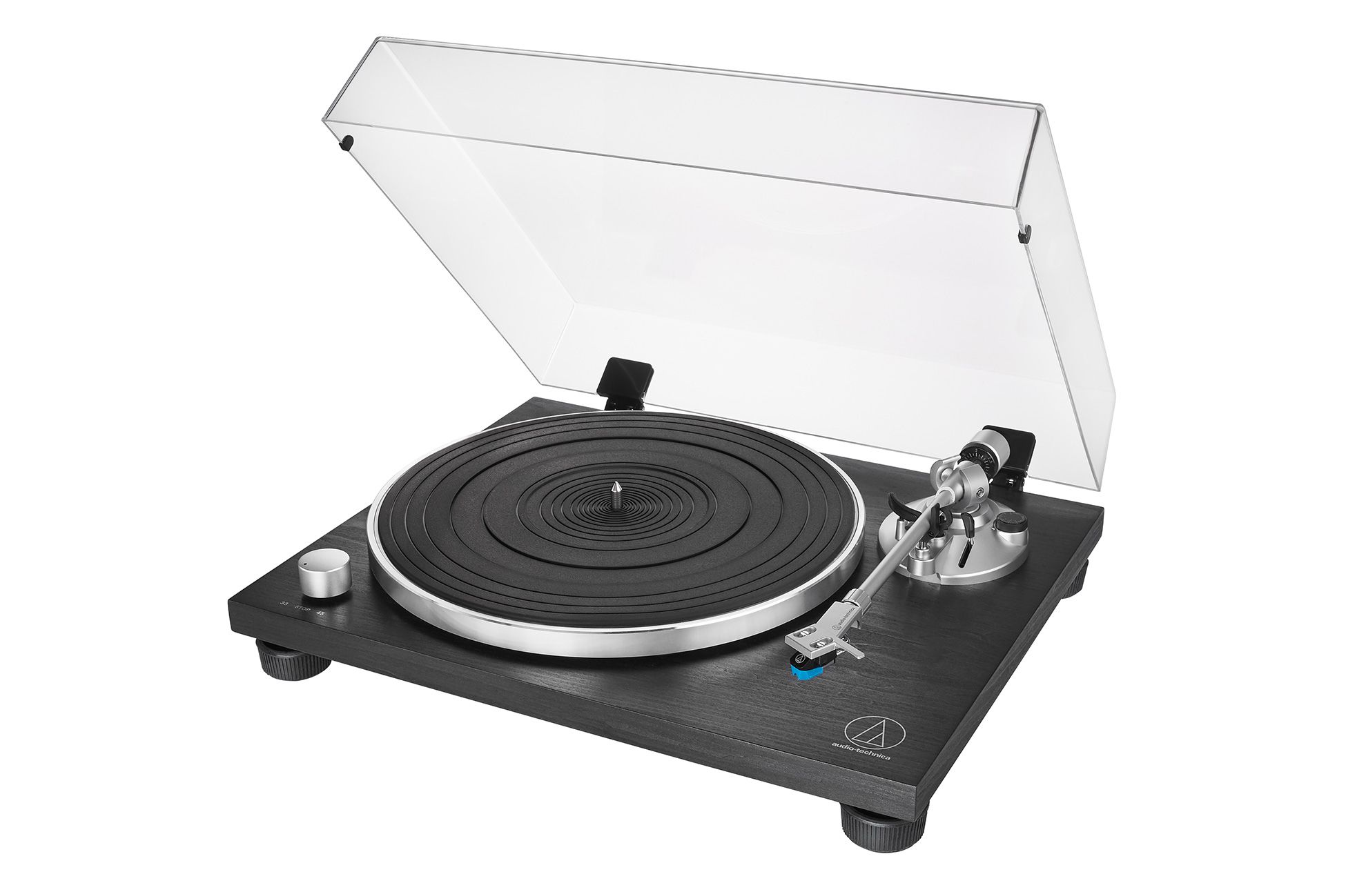 Audio Technica AT-LPW30BK Fully Manual Belt Drive Wood Base Turntable Black Black