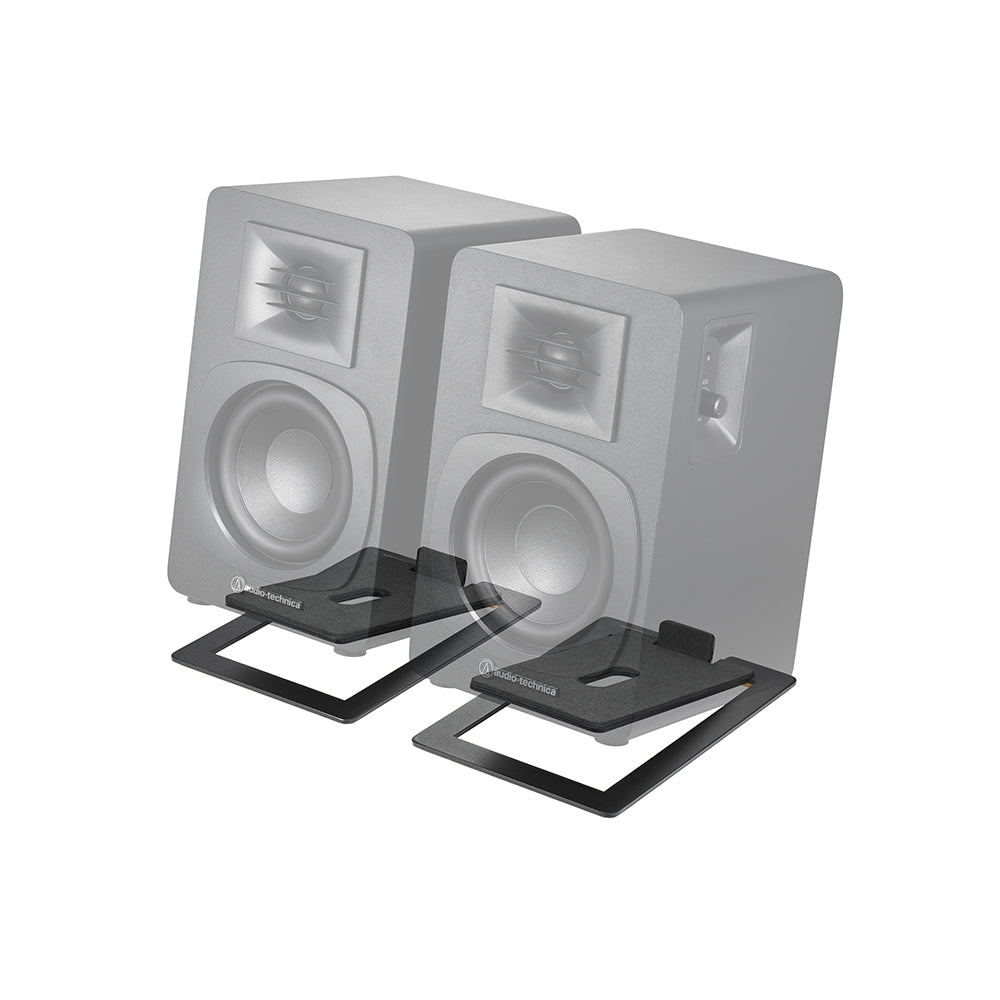 Audio Technica AT-SP3X Powered Bluetooth Bookshelf Speakers White with AT-ST3 Stands Pair White