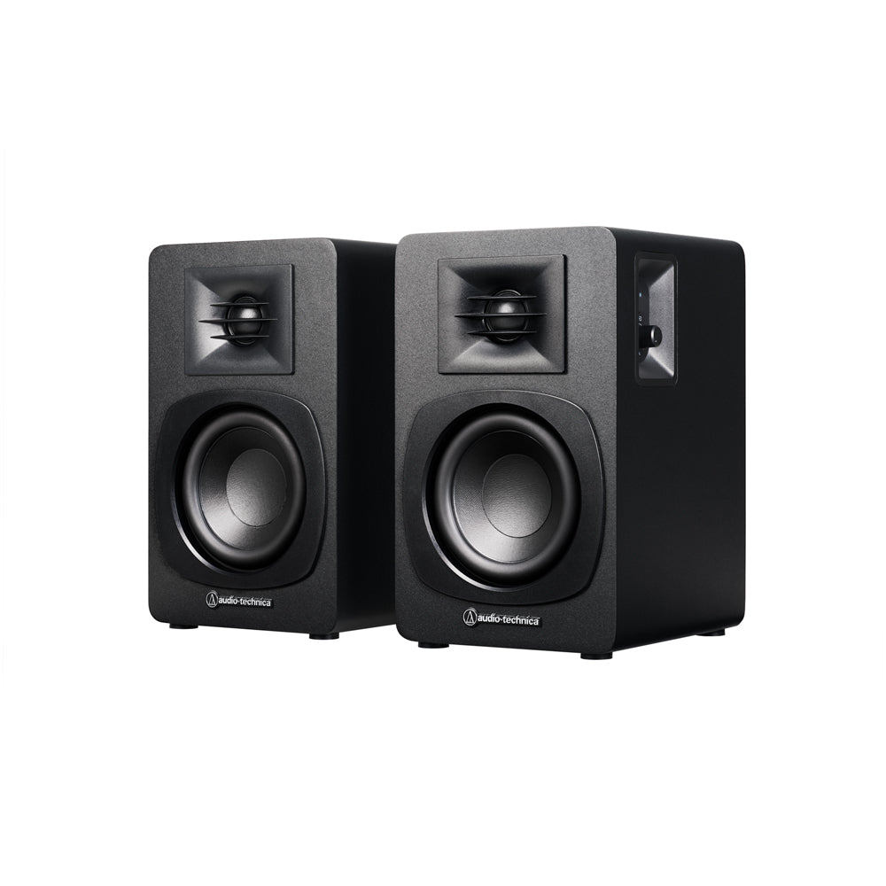Audio Technica AT-SP3X Powered Bluetooth Bookshelf Speakers with AT-ST3 Stands Pair - Black Black