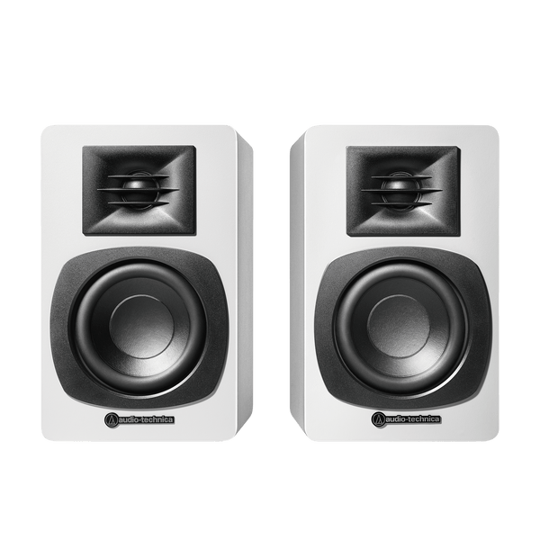 Audio Technica AT-SP3X Powered Bookshelf Speakers with Bluetooth White White