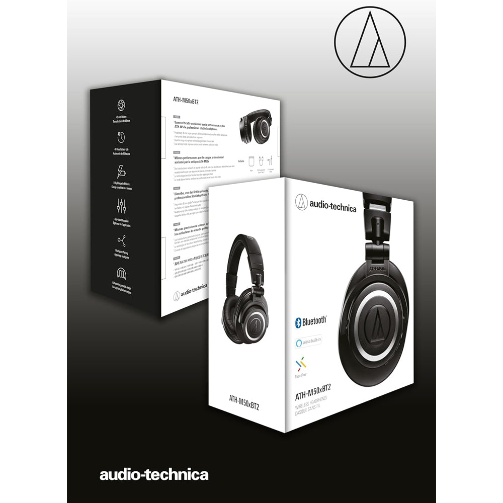 Audio Technica ATHM50xBT2 Wireless Over-Ear Headphones Black - Ex-Display Clearance