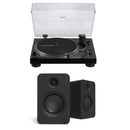 Audio Technica ATLP120xBTUSB Direct Drive Turntable with Kanto REN 200W Powered Bookshelf Speakers Pair Black