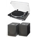 Audio Technica ATLP70XBT Bluetooth Turntable with Mitchell Acoustics uStream Two (MK1) Active Speakers HiFi Package Black