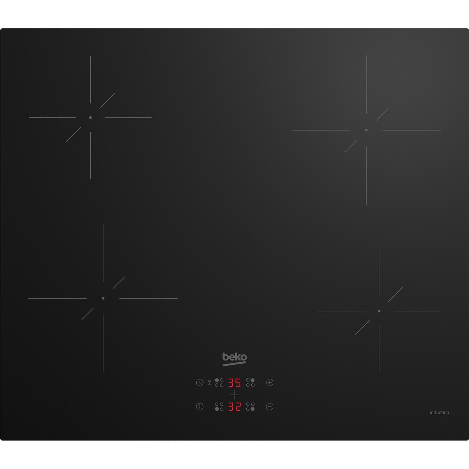 Beko CIHYQI21B 60cm 4 Zone Ceramic Induction Hob Black