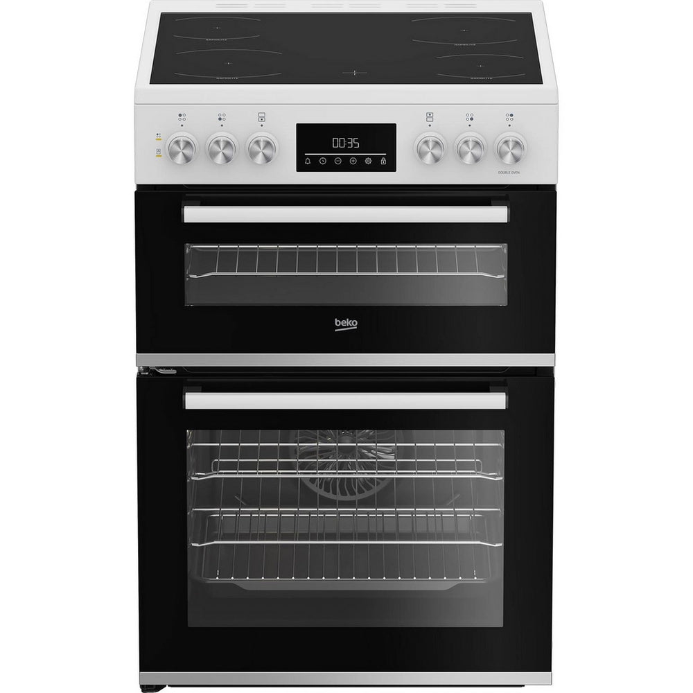 Beko EDC6731W 60cm Double Oven Electric Cooker with Vitroceramic Hob White