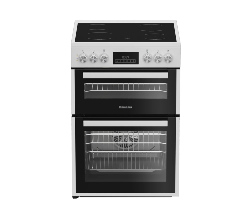 Blomberg HKRN651W 60cm Double Oven Electric Cooker With Vitroceramic Hob White Clearance