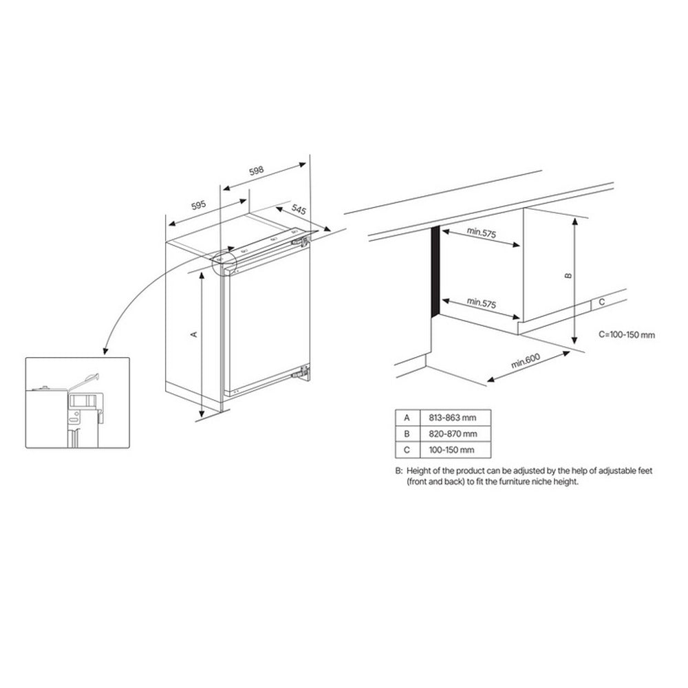 Blomberg TSM1654IU Integrated Under Counter Larder Fridge White