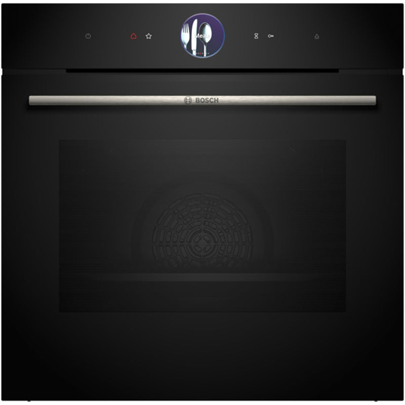 Bosch HRG7764B1B Series 8 Pyrolytic Built in Single Electric Oven with Added Steam Funtion and Air Fry in Black