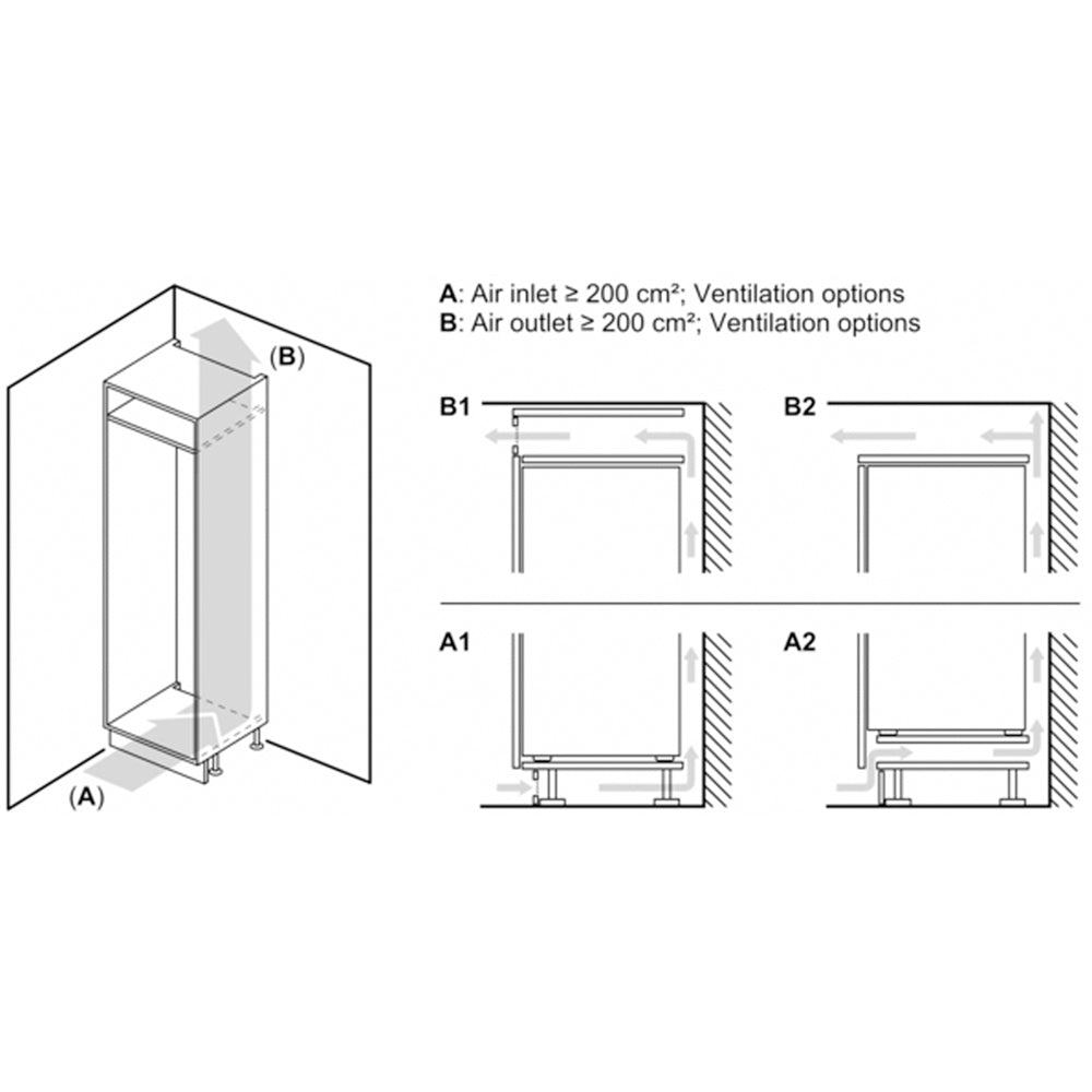 Bosch KIR21NSE0 Series 2 Fully Integrated Larder Fridge with Sliding Hinge - E Rated