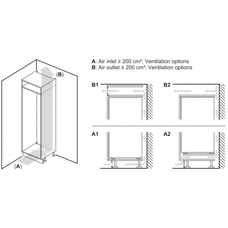 Bosch KIR21NSE0 Series 2 Fully Integrated Larder Fridge with Sliding Hinge - E Rated
