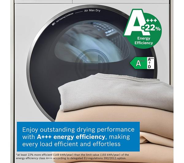 Bosch Series 8 WRB247C9GB WiFi-Enabled 9kg Freestanding Heat Pump Tumble Dryer
