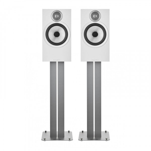 Bowers & Wilkins 606 S3 Bookshelf Speakers Oak with FS-600 S3 Silver Stands Oak