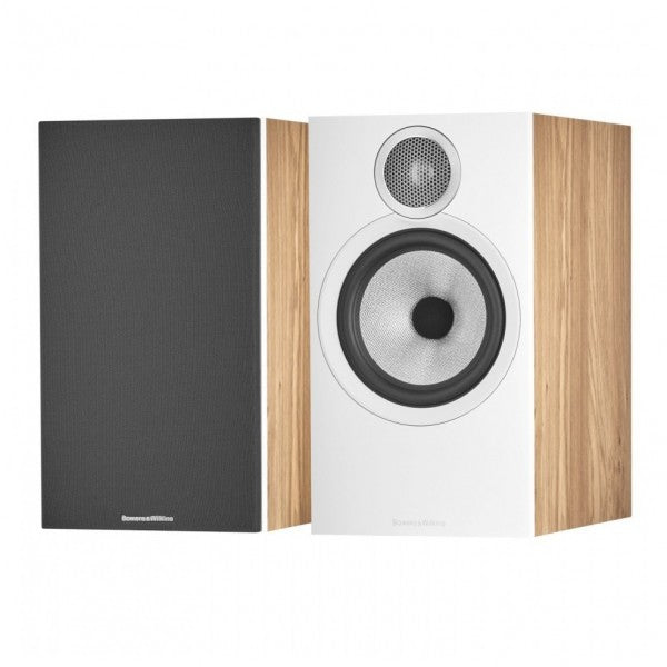 Bowers & Wilkins 606 S3 Bookshelf Speakers Oak with FS-600 S3 Silver Stands Oak