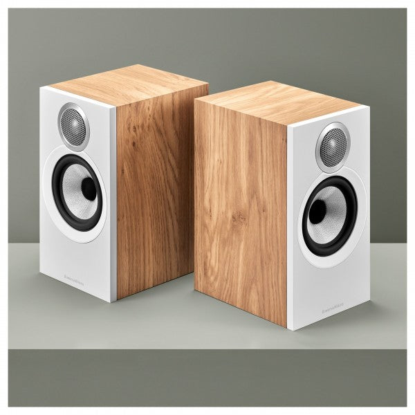 Bowers & Wilkins 607 S3 Bookshelf Speakers Oak with FS-600 S3 Silver Stands Oak