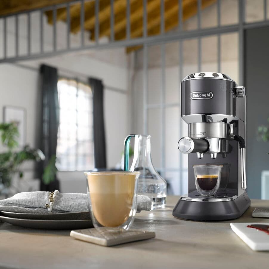 Delonghi EC885.GY Dedica Arte Manual Espresso Coffee maker with new milk frothing function Grey Gray