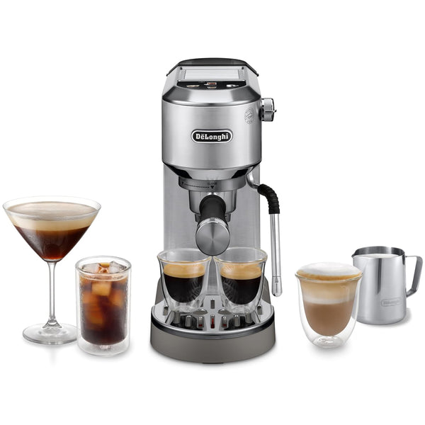 Delonghi EC890.M Dedica Duo with Advanced Milk Steam Wand Manual Espresso Machine Silver Silver