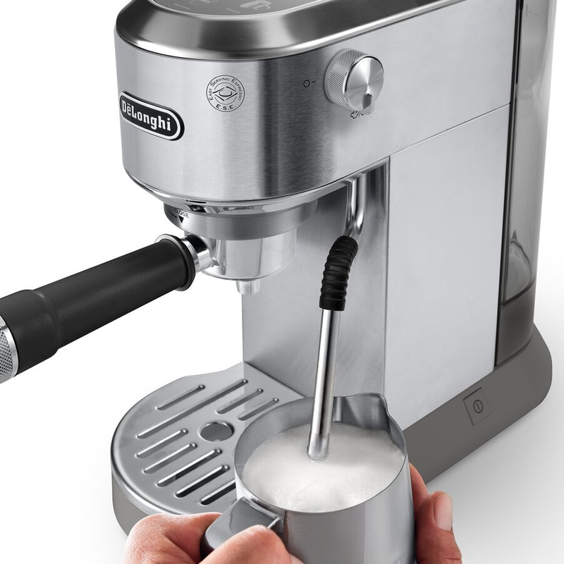 Delonghi EC890.M DL0892 Dedica Duo with Advanced Milk Steam Wand Manual Espresso Machine Silver Silver