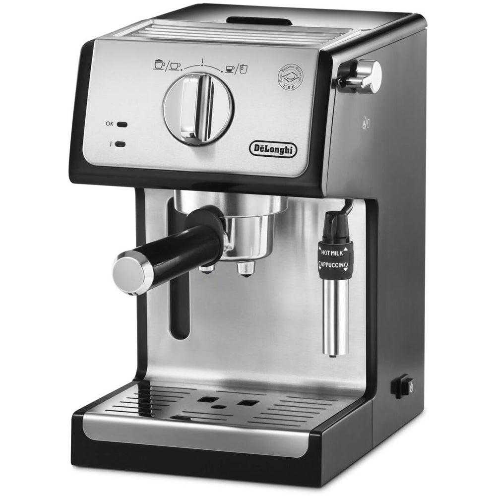 DeLonghi ECP35.31 Compact Traditional Manual Espresso Pump Coffee Machine Black and Silver