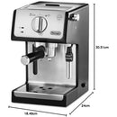 DeLonghi ECP35.31 Compact Traditional Manual Espresso Pump Coffee Machine Black and Silver