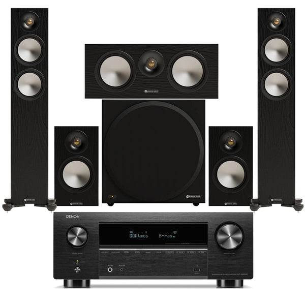 Denon AVC-X3800H 9.4 Ch 180W 8K AV Receiver with Monitor Audio Bronze 300 7G 5.1 Speaker Package