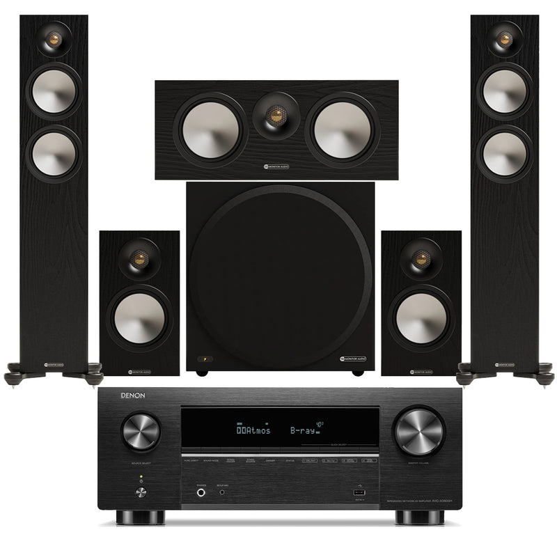 Denon AVC-X3800H 9.4 Ch 180W 8K AV Receiver with Monitor Audio Bronze 300 7G 5.1 Speaker Package