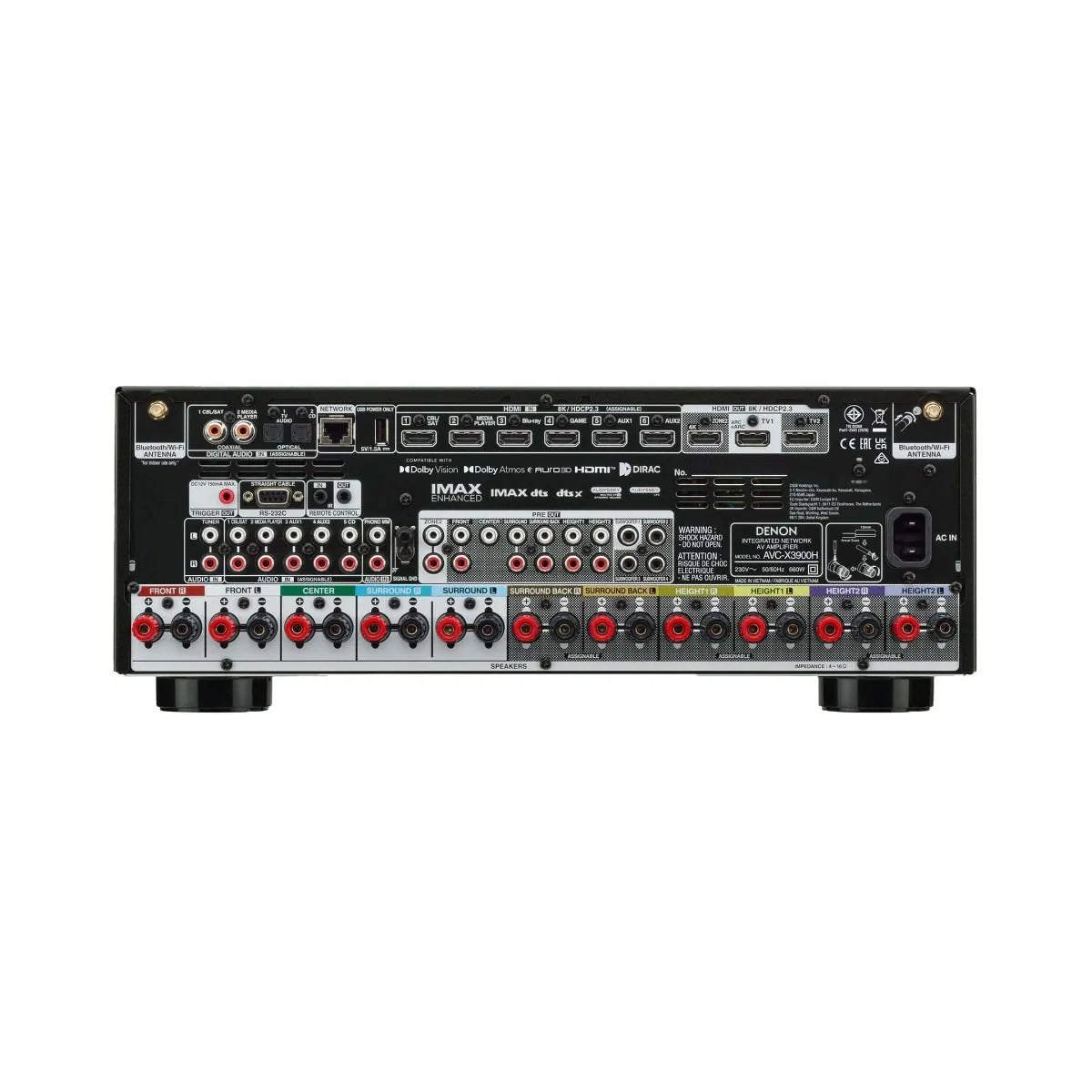 Denon AVC-X3900H 9.4 Ch. 8K Dolby Atmos AV Amplifier with Wharfedale DX3 HCP 7.1 Black Speaker Package