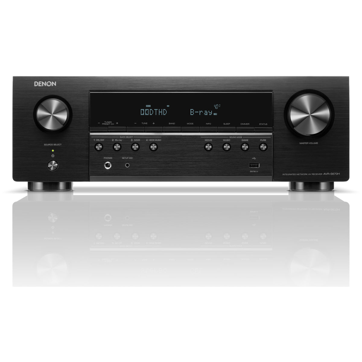 Denon AVRS670H 5.2 Ch 8K AV Receiver with Bowers and Wilkins 606 and 607 S3 5.1 Surround Sound Speaker Package Oak Oak