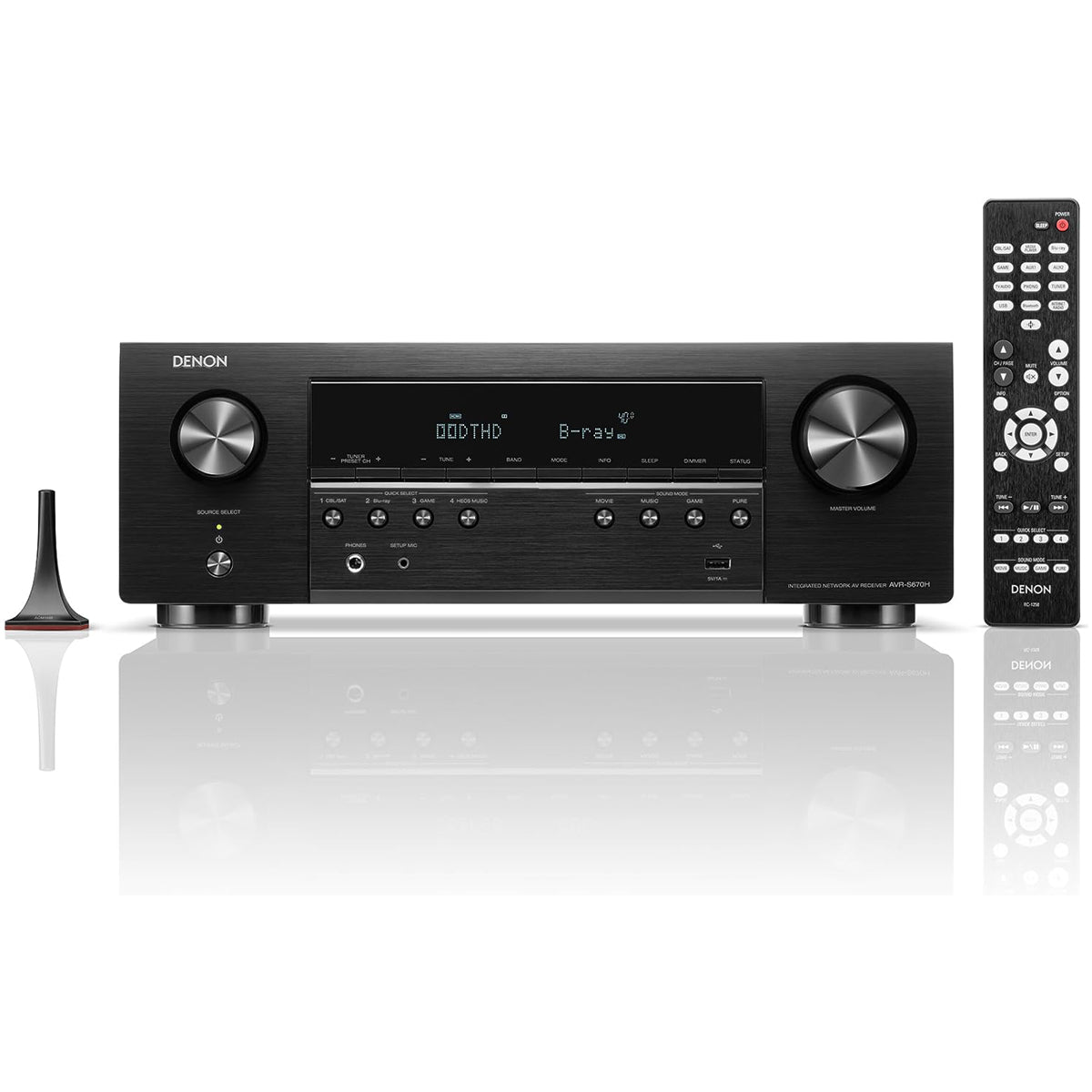 Denon AVRS670H 5.2 Ch 8K AV Receiver with Bowers and Wilkins 606 S3 5.1 Surround Sound Speaker Package White White