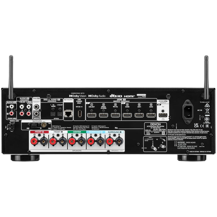 Denon AVRS670H 5.2 Ch 8K AV Receiver with Monitor Audio Bronze 50 AV 5.1 Speaker Package Walnut Walnut