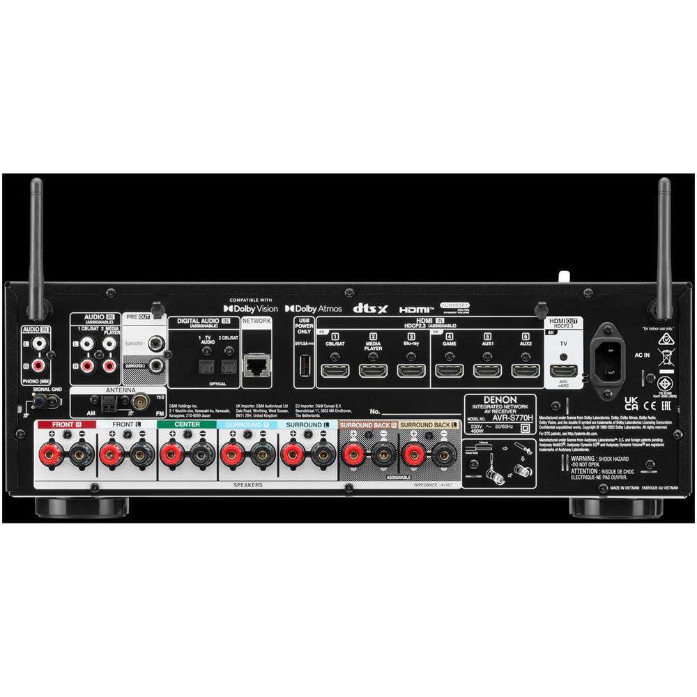 Denon AVRS770H 7.2 Ch 75W 8K AV Receiver With HEOS Built In Black Ex-Display Clearance