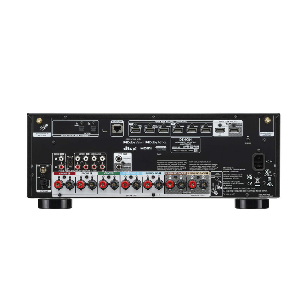 Denon AVRS970H 8K 7.2 Ch Dolby Atmos AV Receiver Black with Wharfedale Diamond 12.1i HCP 5.1 Speaker Package Walnut Walnut