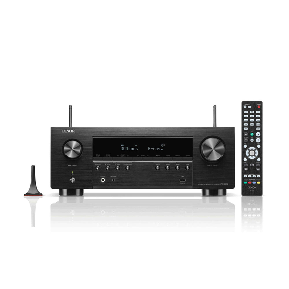 Denon AVRS970H 8K 7.2 Ch Dolby Atmos AV Receiver with Wharfedale Diamond 12.1i HCP 5.1 Speaker Package - Black Black